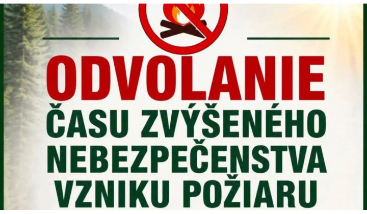 Odvolanie času zvýšeného nebezpečenstva vzniku požiaru