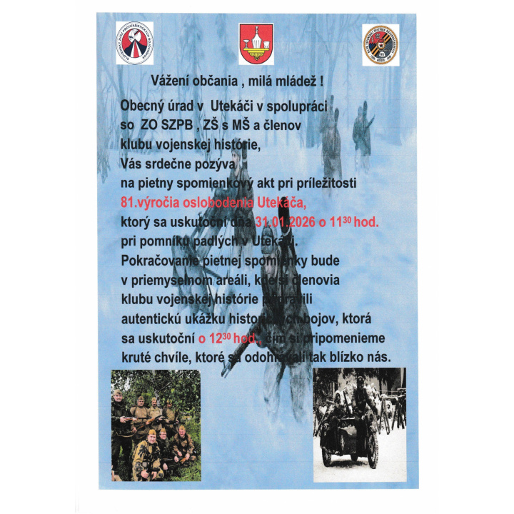 POZVÁNKA - Autentická ukážka historických bojov - Utekáč 31.01.2026