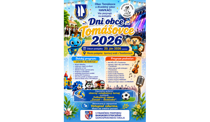 POZVÁNKA - DNI OBCE TOMÁŠOVCE 20.JÚN 2026