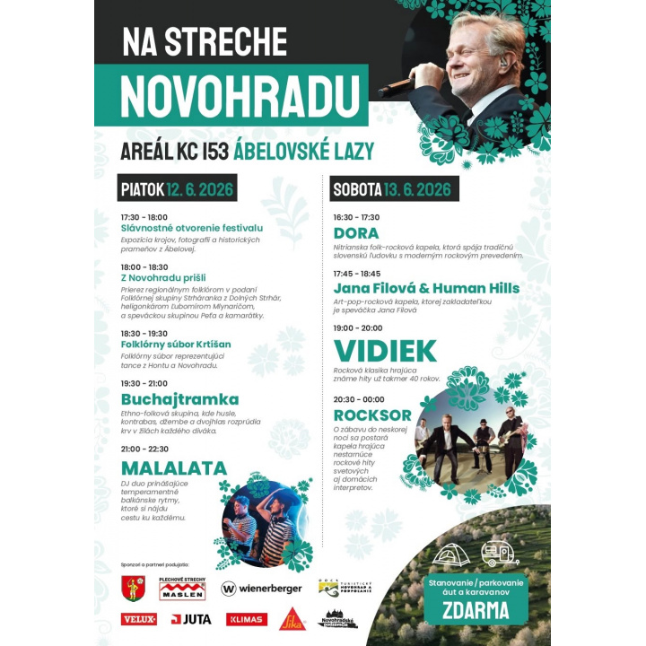 POZVÁNKA -NA STRECHE NOVOHRADU -ÁBELOVSKÉ LAZY 12.-13.jún 2026