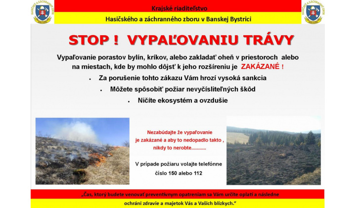 STOP ! VYPAĽOVANIU TRÁVY 