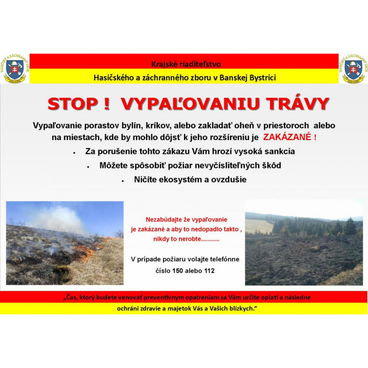 STOP ! VYPAĽOVANIU TRÁVY 