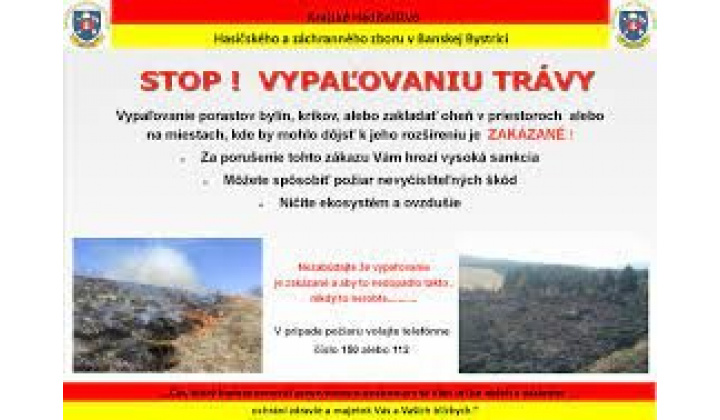 STOP ! VYPAĽOVANIU TRÁVY