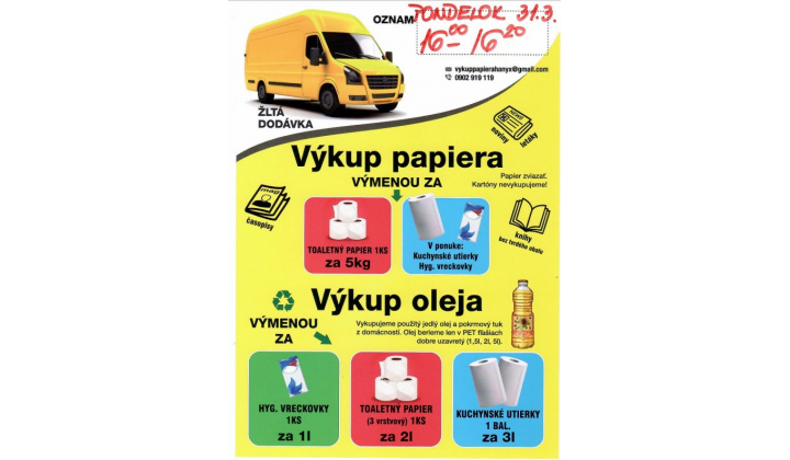 Výkup papiera a olejov 31.03.2025